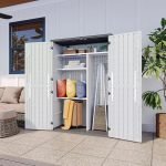 Outdoor Resin Storage Shed, Metal Shelf Kit and Floor, Vertically Waterproof, Used for Garden Tool Garage Storage Shed