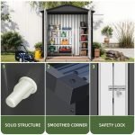 6X4Ft Heavy-Duty Metal Outdoor Storage Shed with Locking Doors & Air Vent – Weather-Resistant Tool Shed for Backyard, Patio