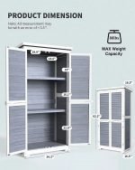 63'' Tall Solid Wood Outdoor Storage Cabinet, Waterproof Garden Shed with Double Doors, Adjustable Shelves & Asphalt Roof