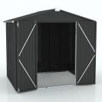 8X6 FT Metal Outdoor Storage Shed with Lockable Hinged Doors, Waterproof Steel Tool Shed with Vents for Garden, Patio