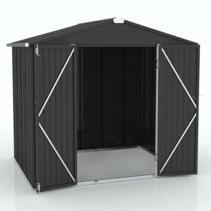 8X6 FT Metal Outdoor Storage Shed with Lockable Hinged Doors, Waterproof Steel Tool Shed with Vents for Garden, Patio
