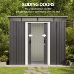 Modern 7.4X5.3Ft Storage Shed with Metal Frame and Sliding Door for Outdoor, Garden & Backyard