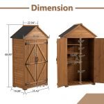 Outdoor Storage Cabinet, Garden Wood Tool Shed, outside Wooden Shed Closet with Shelves and Latch for Yard