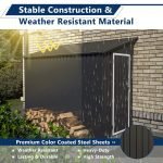 Storage Shed 4 * 8 FT Lean to Shed Metal Sheds & Outdoor Storage Cabinet Lockable Tool Organization Bike Mower Shed Portable Out