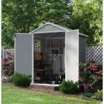 Garden Shed Storage House Garden Tool Sheds with Lockable Door for Patio Backyard Lawn Pool 6X4 FT Plastic Resin Shed with Floor