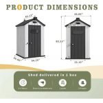 Weatherproof Outdoor Plastic Storage Shed with Floor Air Vents Windows Skylights Lockable Doors Patio 4X4 FT Resin Storage Shed