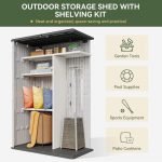 Outdoor Resin Storage Shed, Metal Shelf Kit and Floor, Vertically Waterproof, Used for Garden Tool Garage Storage Shed
