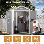 Outdoor Resin Storage Shed 5X4 FT Sheds Kit with Floor Window Lockable Door Included, Waterproof outside Plastic Sheds