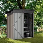 5 X 3 FT Outdoor Storage Shed, Metal Shed for Garden, Backyard, Patio, Brown Tool Room