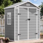 Outdoor Resin Storage Shed 5X4 FT Sheds Kit with Floor Window Lockable Door Included, Waterproof outside Plastic Sheds