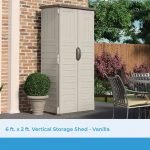 Vertical Outdoor Storage Shed with Reinforced Floor, Lockable Double Doors, All-Weather Construction, and Multi-Wall Panels,