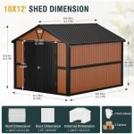 10X12 Ft Outdoor Storage Shed, Extra Large Metal Shed with Lockable Doors, 2 Windows, outside Steel Tiny House Ideal