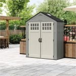 BMS6312D Everett 6' X 3' Heavy-Duty Resin Outdoor Pad-Lockable Double Doors and Windows All-Weather Shed for Yard Storag