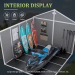 Outdoor Resin Storage Shed, 8X8 FT Plastic Waterproof Storage Sheds with Floor, Window, Lockable Doors and Vents, Garden Shed