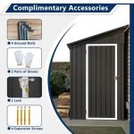 Storage Shed 4 * 8 FT Lean to Shed Metal Sheds & Outdoor Storage Cabinet Lockable Tool Organization Bike Mower Shed Portable Out
