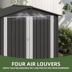 6X4Ft Heavy-Duty Metal Outdoor Storage Shed with Locking Doors & Air Vent – Weather-Resistant Tool Shed for Backyard, Patio