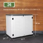 Outdoor Storage Shed Waterproof, Resin Vertical Storage Cabinet Double-Layered, Versatile to Store Patio Furniture, Garden Tools