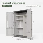 Outdoor Resin Storage Shed, Metal Shelf Kit and Floor, Vertically Waterproof, Used for Garden Tool Garage Storage Shed