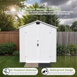 6 X 8 FT Plastic Outdoor Storage Shed with Floor,With Two Windows and Lockable Door for Garden, Resin outside Tool Shed