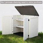 Outdoor Storage Shed Waterproof, Resin Vertical Storage Cabinet Double-Layered, Versatile to Store Patio Furniture, Garden Tools