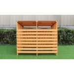 Outdoor Wooden Trash Bin and Recycling Storage Shed Durable Garden Waste Solution with Double Doors and Locking Latch