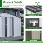 10X8 FT Outdoor Storage Shed, All Weather Metal Sheds with Lockable Doors, Tool Shed for Garden, Patio, Backyard, White