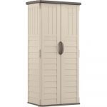 Vertical Outdoor Storage Shed with Reinforced Floor, Lockable Double Doors, All-Weather Construction, and Multi-Wall Panels,