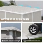 Outdoor Storage Shed, 6X6 FT Resin Shed with Floor and Lockable Door, Window & Vents, Tool Sheds & Outdoor Storage