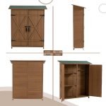 56"L X 19.5"W X 64"H Outdoor Storage Shed with Lockable Door, Wooden Tool Storage Shed W/Detachable Shelves & Pitch Roof