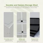 6 X 8 FT Plastic Outdoor Storage Shed with Floor,With Two Windows and Lockable Door for Garden, Resin outside Tool Shed