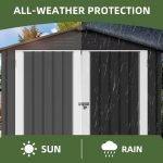 6X4Ft Heavy-Duty Metal Outdoor Storage Shed with Locking Doors & Air Vent – Weather-Resistant Tool Shed for Backyard, Patio