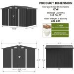 Shed Outdoor Storage Shed Metal,Lockable Doors Tool Sheds with Sloping Roof,Steel Garden Shed with Air Vent for Backyard,Patio