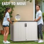 Outdoor Horizontal Storage Sheds 27 Cu.Ft Resin Large Storaged Box Weather Resistance, without Shelf, Easy to Assemble