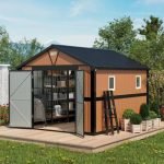 10X12 Ft Outdoor Storage Shed, Extra Large Metal Shed with Lockable Doors, 2 Windows, outside Steel Tiny House Ideal