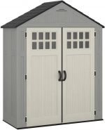 BMS6312D Everett 6' X 3' Heavy-Duty Resin Outdoor Pad-Lockable Double Doors and Windows All-Weather Shed for Yard Storag