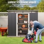 Modern 7.4X5.3Ft Storage Shed with Metal Frame and Sliding Door for Outdoor, Garden & Backyard