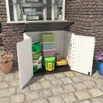 Outdoor Storage Shed Waterproof, Resin Vertical Storage Cabinet Double-Layered, Versatile to Store Patio Furniture, Garden Tools