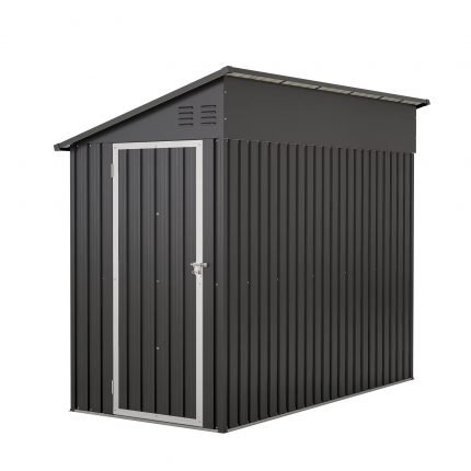 Storage Shed 4 * 8 FT Lean to Shed Metal Sheds & Outdoor Storage Cabinet Lockable Tool Organization Bike Mower Shed Portable Out