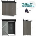5 X 3 FT Outdoor Storage Shed, Metal Shed for Garden, Backyard, Patio, Brown Tool Room