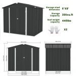 8X6 FT Metal Outdoor Storage Shed with Lockable Hinged Doors, Waterproof Steel Tool Shed with Vents for Garden, Patio