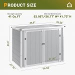 41 Cu.Ft Horizontal Storage Shed Outdoor, Weatherproof Resin Storage Shed with Floor Thickened, Gas Spring, Lockable Doors