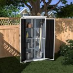 Outdoor Storage Cabinet Wood & Metal Garden Shed with Waterproof Roof and Sturdy Lockable Doors 66"
