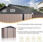 6X8 FT Shed Outdoor Storage Shed with Floor Metal Tool Shed with Door and Lock Outdoor Shed for Garden, Backyard, Poolside,Patio