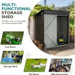 5 X 3 FT Outdoor Storage Shed, Metal Shed for Garden, Backyard, Patio, Brown Tool Room