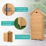 Outdoor Storage Shed for Garden Tools, Wooden Patio Shed with Gable Roof and Metal Latches