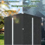8X6 FT Metal Outdoor Storage Shed with Lockable Hinged Doors, Waterproof Steel Tool Shed with Vents for Garden, Patio