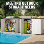 Outdoor Horizontal Storage Sheds 27 Cu.Ft Resin Large Storaged Box Weather Resistance, without Shelf, Easy to Assemble