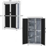 Outdoor Storage Cabinet Wood & Metal Garden Shed with Waterproof Roof and Sturdy Lockable Doors 66"