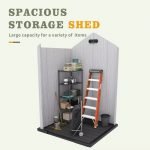 Weatherproof Outdoor Plastic Storage Shed with Floor Air Vents Windows Skylights Lockable Doors Patio 4X4 FT Resin Storage Shed