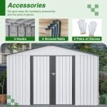 10X8 FT Outdoor Storage Shed, All Weather Metal Sheds with Lockable Doors, Tool Shed for Garden, Patio, Backyard, White